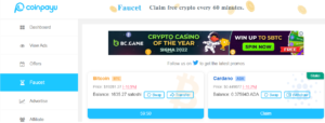 Standard users can choose 4 Crypto Faucets to claim
