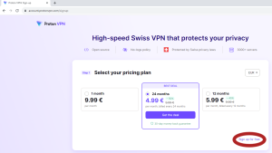 Sign up for the free Proton VPN plan