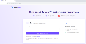 Fill in the email address for Proton VPN account