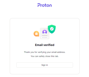 Proton VPN email verified