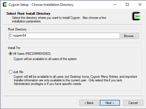 Cygwin C/C++ root directory